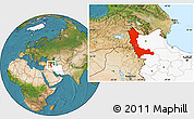Satellite Location Map of West Azarbayejan, highlighted country