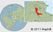 Savanna Style Location Map of West Azarbayejan, hill shading