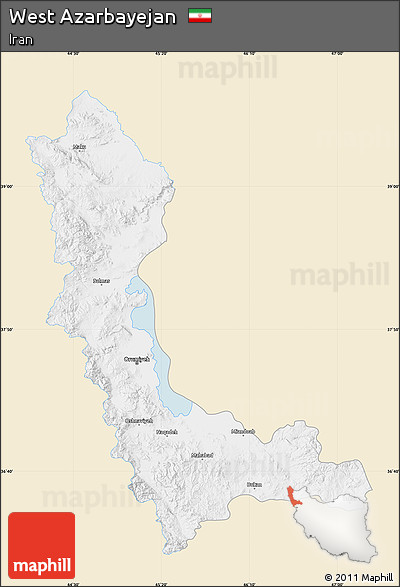 Classic Style Map of West Azarbayejan, single color outside