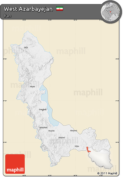 Classic Style Map of West Azarbayejan, single color outside