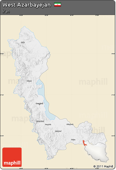 Classic Style Map of West Azarbayejan, single color outside