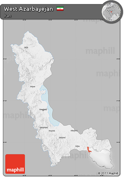 Gray Map of West Azarbayejan, single color outside