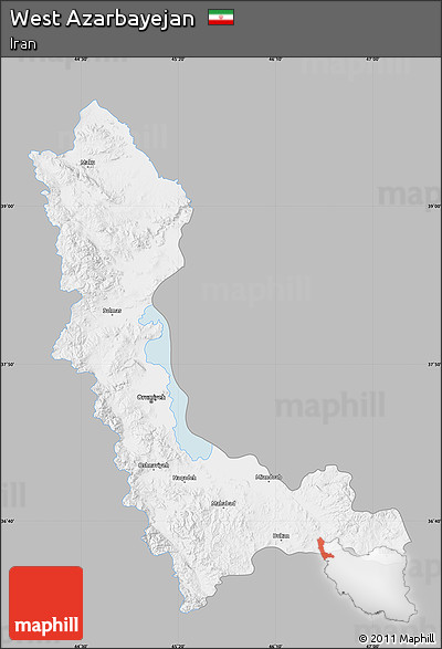Gray Map of West Azarbayejan, single color outside