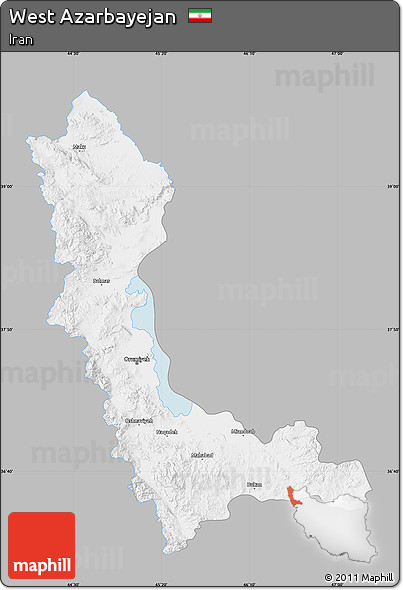 Gray Map of West Azarbayejan, single color outside