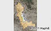 Satellite Map of West Azarbayejan, darken, semi-desaturated