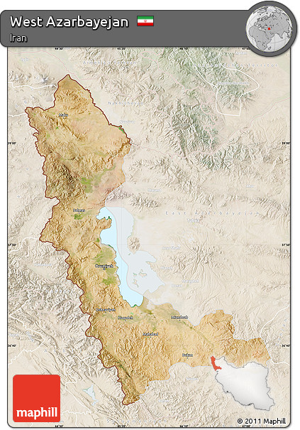 Satellite Map of West Azarbayejan, lighten