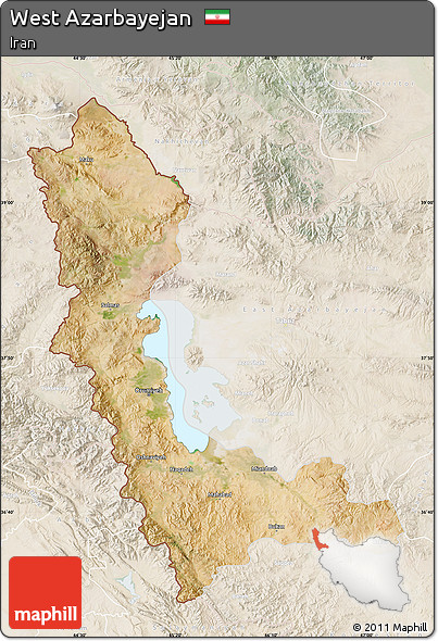 Satellite Map of West Azarbayejan, lighten