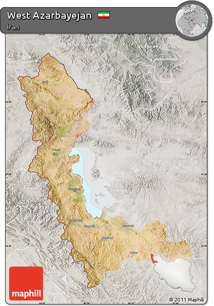 Satellite Map of West Azarbayejan, lighten, semi-desaturated