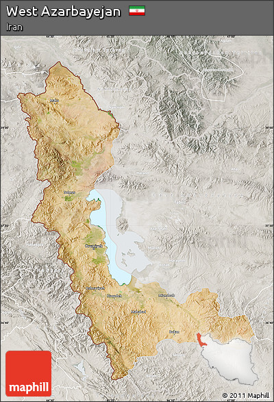 Satellite Map of West Azarbayejan, lighten, semi-desaturated
