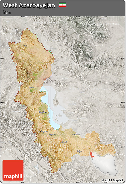 Satellite Map of West Azarbayejan, lighten, semi-desaturated