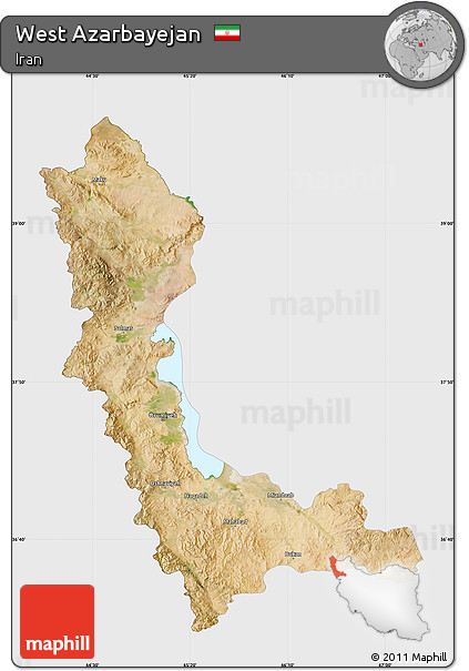 Satellite Map of West Azarbayejan, single color outside