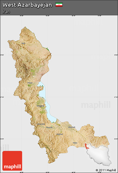 Satellite Map of West Azarbayejan, single color outside
