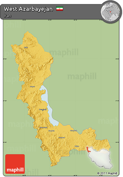 Savanna Style Map of West Azarbayejan, single color outside