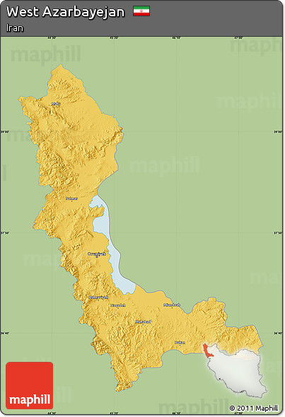 Savanna Style Map of West Azarbayejan, single color outside