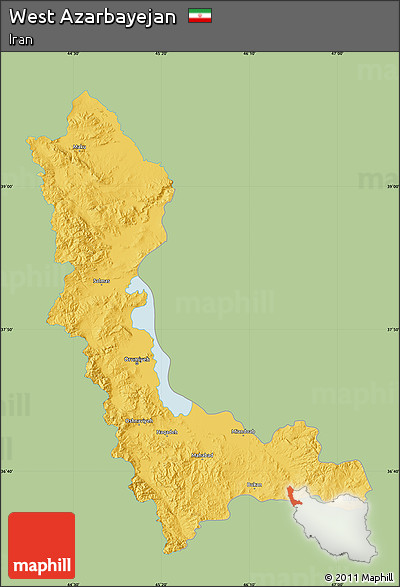 Savanna Style Map of West Azarbayejan, single color outside