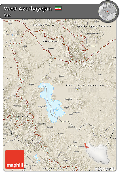 Shaded Relief Map of West Azarbayejan