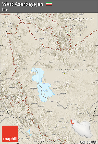 Shaded Relief Map of West Azarbayejan