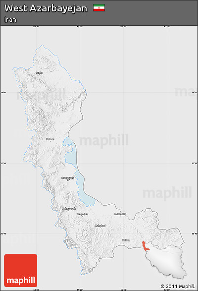 Silver Style Map of West Azarbayejan, single color outside