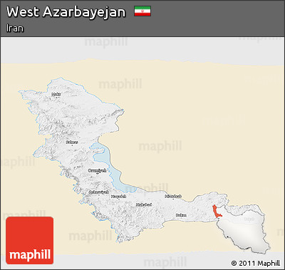 Classic Style Panoramic Map of West Azarbayejan, single color outside
