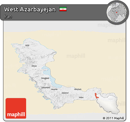 Classic Style Panoramic Map of West Azarbayejan, single color outside