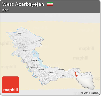 Classic Style Panoramic Map of West Azarbayejan, single color outside
