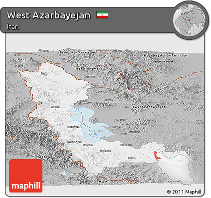 Gray Panoramic Map of West Azarbayejan