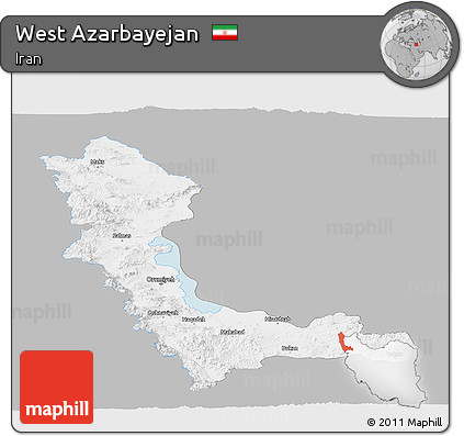 Gray Panoramic Map of West Azarbayejan, single color outside
