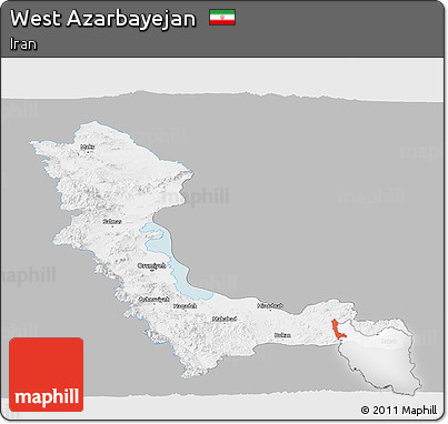 Gray Panoramic Map of West Azarbayejan, single color outside