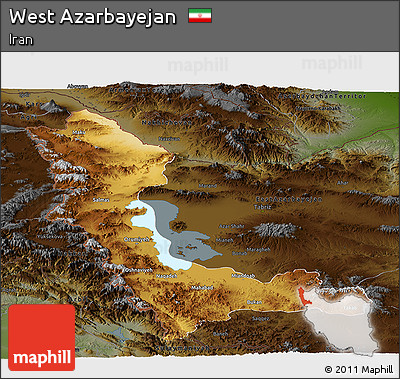 Physical Panoramic Map of West Azarbayejan, darken