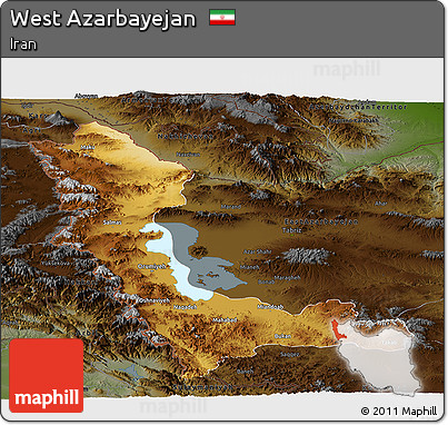 Physical Panoramic Map of West Azarbayejan, darken