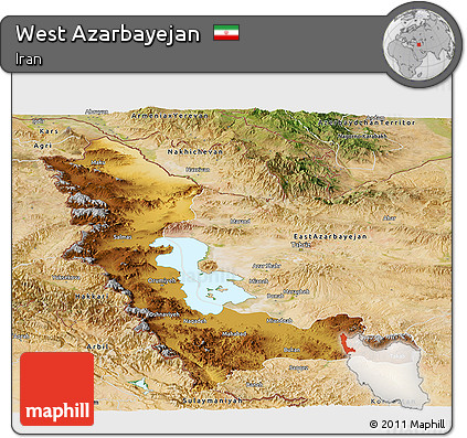 Physical Panoramic Map of West Azarbayejan, satellite outside