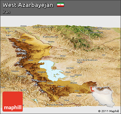 Physical Panoramic Map of West Azarbayejan, satellite outside