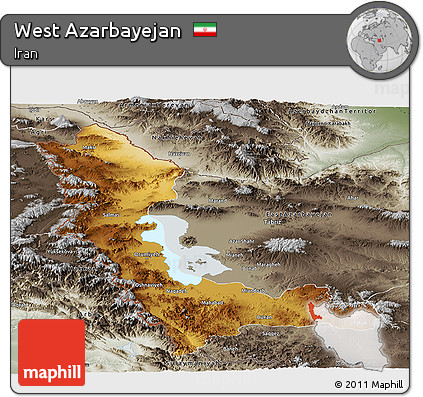 Physical Panoramic Map of West Azarbayejan, semi-desaturated