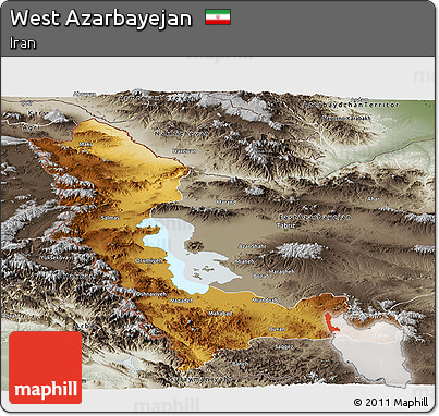 Physical Panoramic Map of West Azarbayejan, semi-desaturated