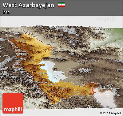 Physical Panoramic Map of West Azarbayejan, semi-desaturated
