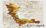 Physical Panoramic Map of West Azarbayejan, shaded relief outside