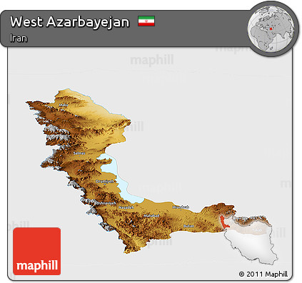 Physical Panoramic Map of West Azarbayejan, single color outside