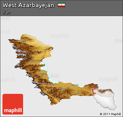 Physical Panoramic Map of West Azarbayejan, single color outside
