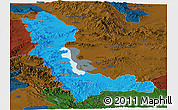 Political Panoramic Map of West Azarbayejan, darken