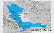 Political Panoramic Map of West Azarbayejan, lighten, desaturated