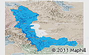 Political Panoramic Map of West Azarbayejan, lighten, semi-desaturated