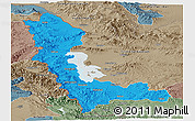 Political Panoramic Map of West Azarbayejan, semi-desaturated