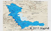 Political Panoramic Map of West Azarbayejan, shaded relief outside