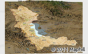 Satellite Panoramic Map of West Azarbayejan, darken