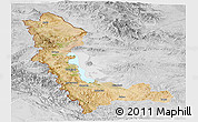 Satellite Panoramic Map of West Azarbayejan, lighten, desaturated