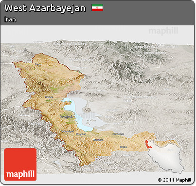 Satellite Panoramic Map of West Azarbayejan, lighten, semi-desaturated