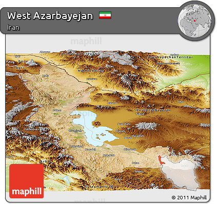 Satellite Panoramic Map of West Azarbayejan, physical outside