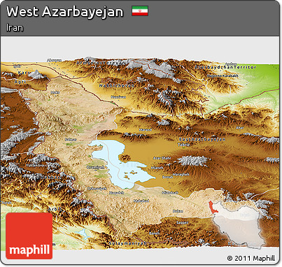 Satellite Panoramic Map of West Azarbayejan, physical outside