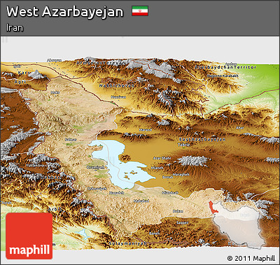 Satellite Panoramic Map of West Azarbayejan, physical outside