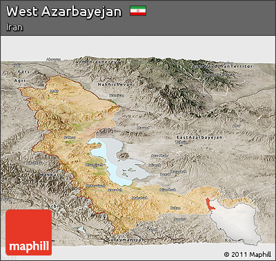 Satellite Panoramic Map of West Azarbayejan, semi-desaturated